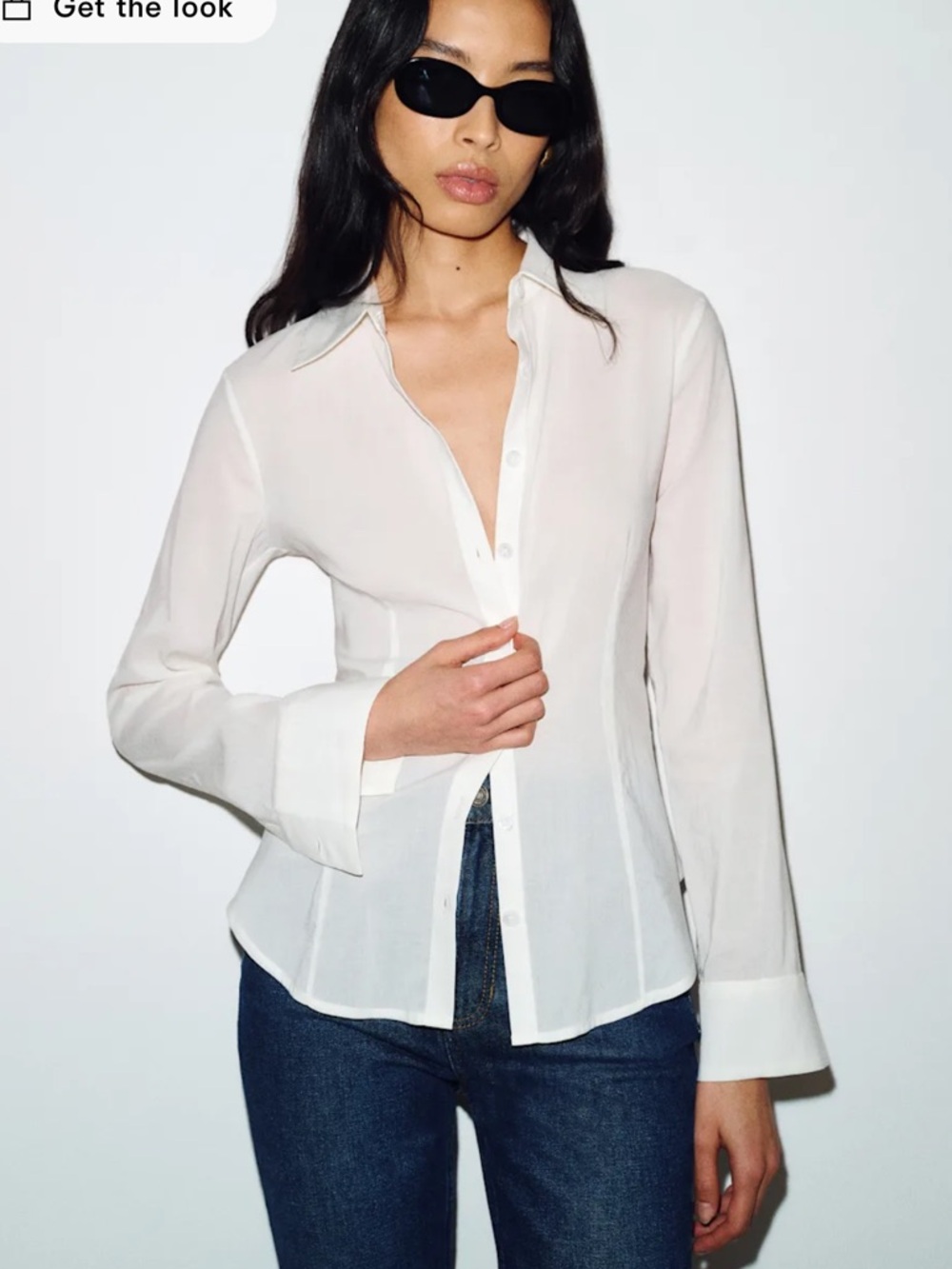 Reformation Raya Fitted Voile Shirt Ivory - Size 4